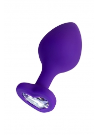 Фиолетовая анальная втулка Diamond Heart с прозрачным кристаллом - 8 см. - ToyFa - купить с доставкой в Черкесске