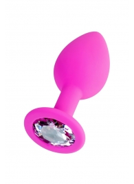 Розовая анальная втулка Brilliant с прозрачным кристаллом - 7 см. - ToyFa - купить с доставкой в Черкесске