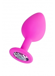 Розовая анальная втулка Brilliant с прозрачным кристаллом - 8 см. - ToyFa - купить с доставкой в Черкесске