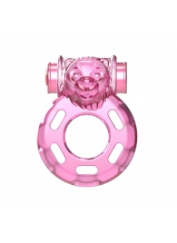 Розовое эрекционное кольцо с вибрацией Pink Bear - Baile - в Черкесске купить с доставкой