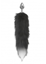 Серебристая анальная пробка с черным хвостом Starlit - Lola Games - купить с доставкой в Черкесске