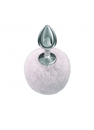 Серебристая анальная пробка с белым пушистым хвостиком Twinkle - Lola Games - купить с доставкой в Черкесске