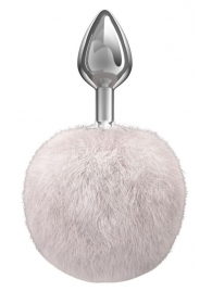 Серебристая анальная пробка с белым пушистым хвостиком Twinkle - Lola Games - купить с доставкой в Черкесске