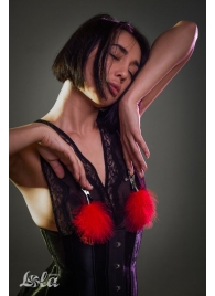 Зажимы на соски с красным пухом Euphoric - Lola Games - купить с доставкой в Черкесске