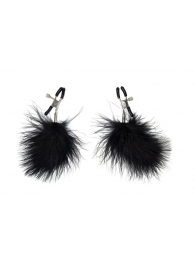 Зажимы на соски с черным пухом Euphoric - Lola Games - купить с доставкой в Черкесске