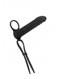 Черная вибронасадка для двойного проникновения Rori - 17 см. - Lola Games - купить с доставкой в Черкесске