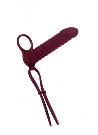 Бордовая вибронасадка для двойного проникновения Rori - 17 см. - Lola Games - купить с доставкой в Черкесске