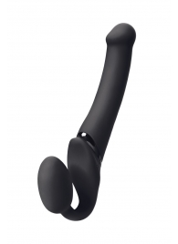 Черный безремневой вибрострапон Silicone Bendable Strap-On M - Strap-on-me - купить с доставкой в Черкесске