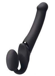 Черный безремневой вибрострапон Silicone Bendable Strap-On M - Strap-on-me - купить с доставкой в Черкесске