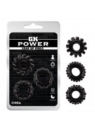 Набор из 3 черных эрекционных колец Gear Up Rings - Chisa - в Черкесске купить с доставкой