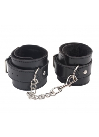 Черные оковы на ноги Obey Me Leather Ankle Cuffs - Chisa - купить с доставкой в Черкесске