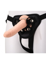 Телесный страпон на черных трусиках STRAP ON REAL DILDO - 20 см. - Dream Toys - купить с доставкой в Черкесске