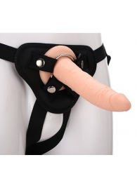 Телесный страпон на черных трусиках STRAP ON REAL DILDO - 20 см. - Dream Toys - купить с доставкой в Черкесске