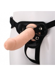 Черные трусики с телесной насадкой STRAP ON REAL DILDO - 21 см. - Dream Toys - купить с доставкой в Черкесске