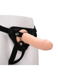 Черные трусики с телесной насадкой STRAP ON REAL DILDO - 21 см. - Dream Toys - купить с доставкой в Черкесске