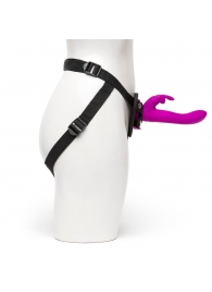 Лиловый страпон Rechargeable Vibrating Strap-On Harness Set - 17,6 см. - Happy Rabbit - купить с доставкой в Черкесске