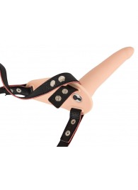 Телесный поясной страпон с вибрацией Vibrating Strap-On - 15,7 см. - Orion - купить с доставкой в Черкесске