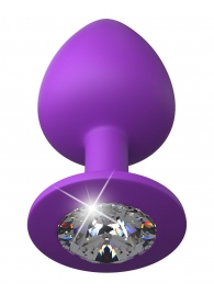 Фиолетовая анальная пробка со стразом Her Little Gem Large Plug - 9,5 см. - Pipedream - купить с доставкой в Черкесске