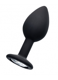 Черная анальная втулка с прозрачным стразом - 7,2 см. - POPO Pleasure - купить с доставкой в Черкесске