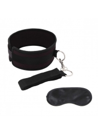 Черный ошейник с длинным поводком Collar and Leash Set - Lux Fetish - купить с доставкой в Черкесске