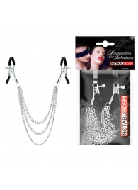 Оригинальные зажимы на соски с тройной цепочкой - Notabu - купить с доставкой в Черкесске