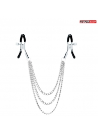 Оригинальные зажимы на соски с тройной цепочкой - Notabu - купить с доставкой в Черкесске