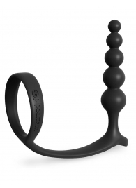 Черная анальная цепочка с эрекционным кольцом Ass-gasm Cockring Anal Beads - Pipedream - в Черкесске купить с доставкой