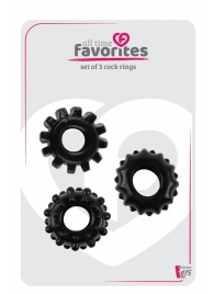 Набор из 3 черных эрекционных колец SET OF 3 COCKRINGS - Dream Toys - в Черкесске купить с доставкой