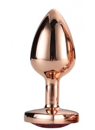 Золотистая анальная втулка с кристаллом-сердечком розового цвета - 7,1 см. - Dream Toys - купить с доставкой в Черкесске