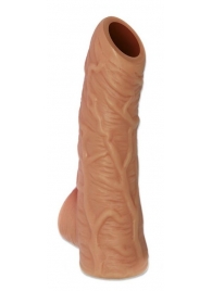 Телесная открытая насадка-реалистик с подхватом мошонки Nude Sleeve L - 14 см. - KOKOS - в Черкесске купить с доставкой