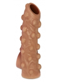 Телесная насадка с бугорками и открытой головкой Nude Sleeve L - 14 см. - KOKOS - в Черкесске купить с доставкой
