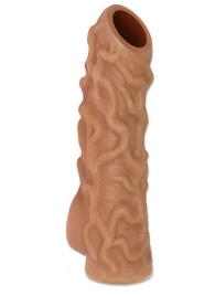 Телесная насадка с венками и открытой головкой Nude Sleeve L - 14 см. - KOKOS - в Черкесске купить с доставкой