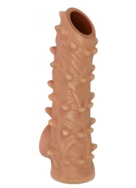 Телесная насадка с шипами и открытой головкой Nude Sleeve M - 12 см. - KOKOS - в Черкесске купить с доставкой