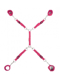 Ярко-розовый набор фиксаций на кровати Classic Bed Spreader - Lux Fetish - купить с доставкой в Черкесске