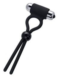 Черное эрекционное лассо Ect с виброэлементом - A-toys - в Черкесске купить с доставкой