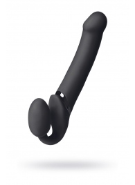 Черный безремневой вибрострапон Vibrating Bendable Strap-On L - Strap-on-me - купить с доставкой в Черкесске