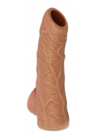 Телесная открытая насадка-реалистик с подхватом мошонки Nude Sleeve S - 10 см. - KOKOS - в Черкесске купить с доставкой
