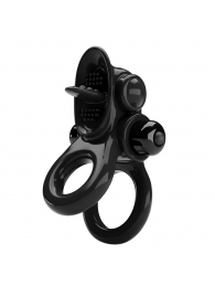 Черное эрекционное кольцо с подхватом мошонки и стимулятором клитора Passionate Ring - Baile - в Черкесске купить с доставкой