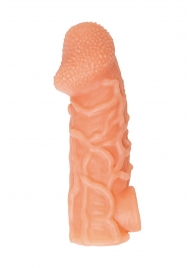 Телесная закрытая насадка с венками Cock Sleeve Size L - 17,6 см. - KOKOS - в Черкесске купить с доставкой