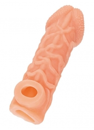 Телесная закрытая насадка с венками Cock Sleeve Size L - 17,6 см. - KOKOS - в Черкесске купить с доставкой