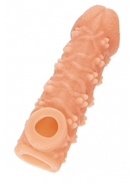 Телесная закрытая насадка с пучками шишечек Cock Sleeve Size L - 17,6 см. - KOKOS - в Черкесске купить с доставкой