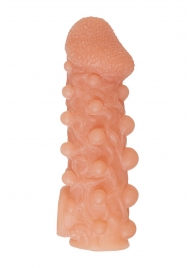 Телесная закрытая насадка с шариками Cock Sleeve Size M - 15,6 см. - KOKOS - в Черкесске купить с доставкой
