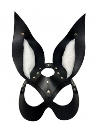 Черная маска зайки с белым мехом на ушках Miss Bunny - БДСМ Арсенал - купить с доставкой в Черкесске