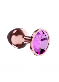 Пробка цвета розового золота с лиловым кристаллом Diamond Quartz Shine L - 8,3 см. - Lola Games - купить с доставкой в Черкесске