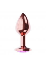 Пробка цвета розового золота с лиловым кристаллом Diamond Quartz Shine L - 8,3 см. - Lola Games - купить с доставкой в Черкесске