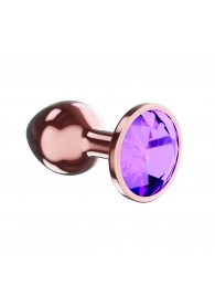 Пробка цвета розового золота с фиолетовым кристаллом Diamond Amethyst Shine L - 8,3 см. - Lola Games - купить с доставкой в Черкесске