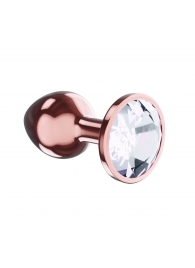 Пробка цвета розового золота с прозрачным кристаллом Diamond Moonstone Shine L - 8,3 см. - Lola Games - купить с доставкой в Черкесске