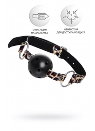 Черный кляп-шар на леопардовых ремешках Anonymo - ToyFa - купить с доставкой в Черкесске