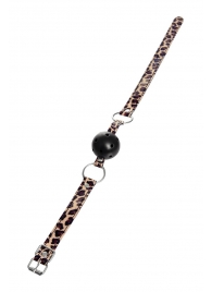 Черный кляп-шар на леопардовых ремешках Anonymo - ToyFa - купить с доставкой в Черкесске