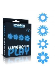 Набор из 4 голубых, светящихся в темноте эрекционных колец Lumino Play - Lovetoy - в Черкесске купить с доставкой